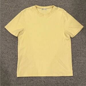 Zara Men's Shirt T-Shirt Tee Butter Yellow Small Knit